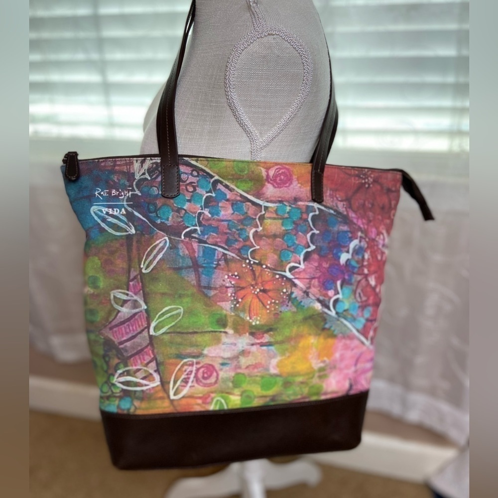 Vida Rae Bright Large Fabric/Leather Tote